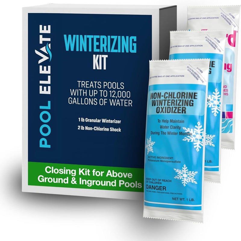 POOL ELEVATE Winter Closing Kit - Winterizing for Above Ground & In-Ground Pools up to 12,000 Gallons: Protect Your at The end of Season with Our 3-in-one Maintenance - Image 1